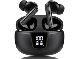 Auscultadores Intra auriculares ANC Bluetooth Cancelamento Ruído Led IPX5 JIAPEI