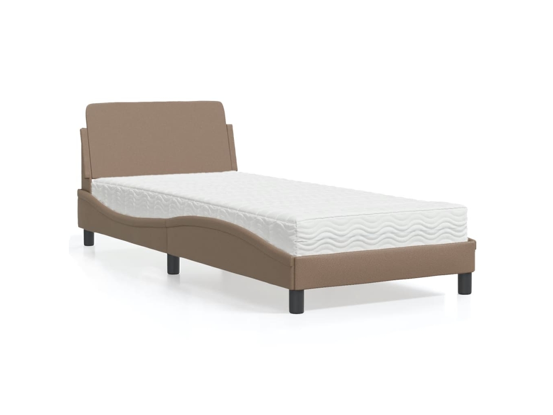Vidaxl Cama Com Colchão Dover 80x200 Cm Couro Artificial Cappuccino