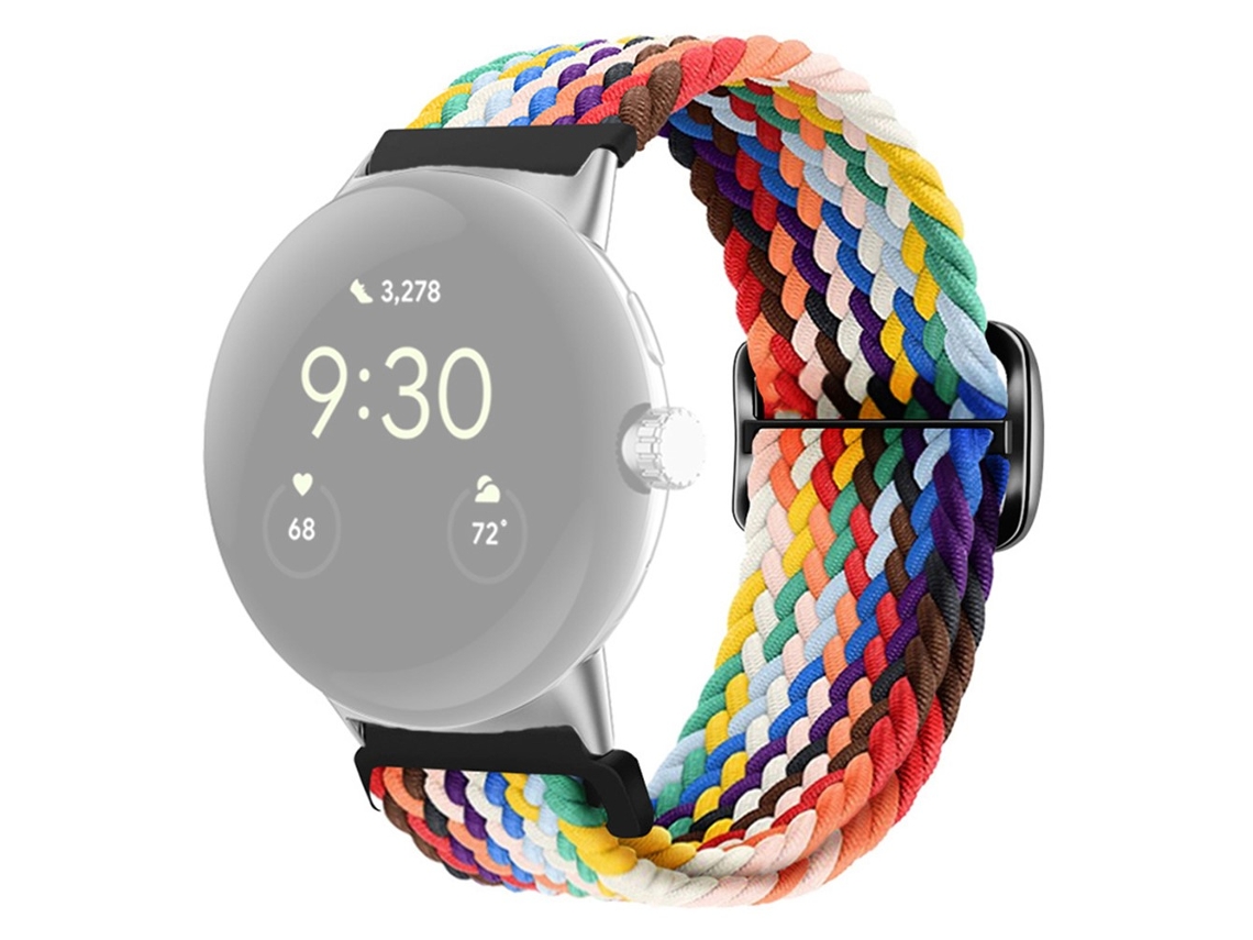 Bracelete de Nylon Trançado Ajustável Fivela Elástica para Google Pixel Watch Multicolor Oficial