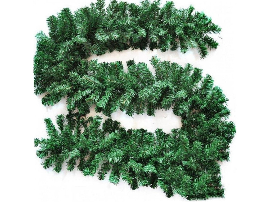 Guirlanda verde lisa para decoração de escada e lareira, guirlanda artificial, decorações de guirlanda artificial.