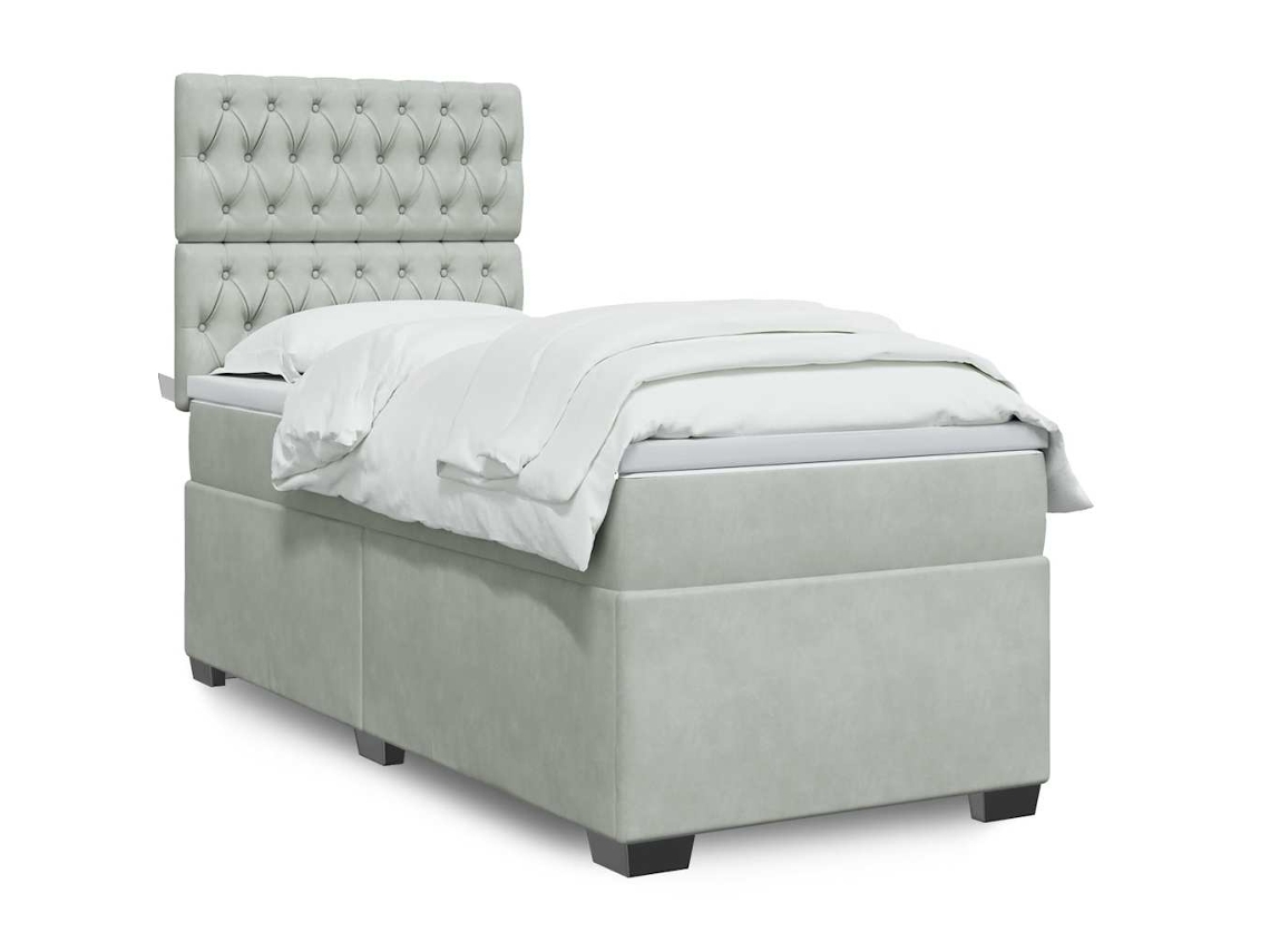 Vidaxl Cama Com Molas/colchão 90x190 Cm Veludo Cinza-claro