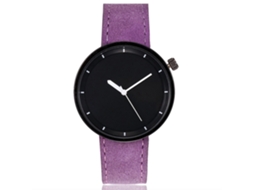 Relógio de casal unissex Vansvar, mostrador grande, pulseira de PU, aço, quartzo, roxo