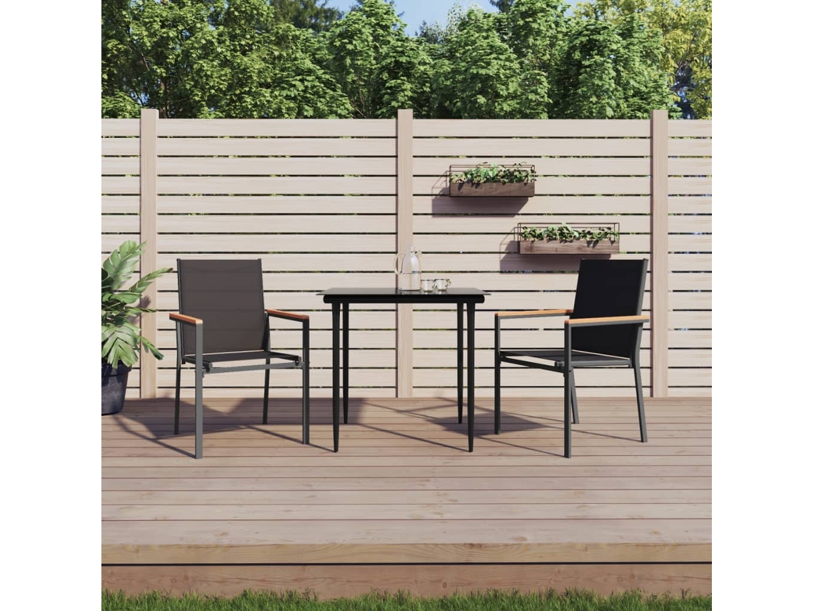 Vidaxl Cadeiras De Jardim 2 Pcs 55x61,5x90 Cm Textilene E Aço Preto