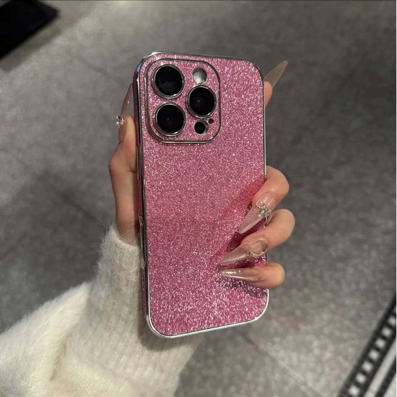 Capa Protetora De Silicone Macio E Brilhante À Prova De Choque Com Moldura Eletroplaqueada (rosa Para Iphone 14 Pro)