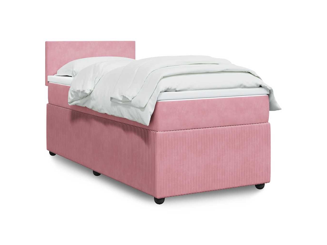 Vidaxl Cama Com Molas/colchão 80x200 Cm Veludo Rosa