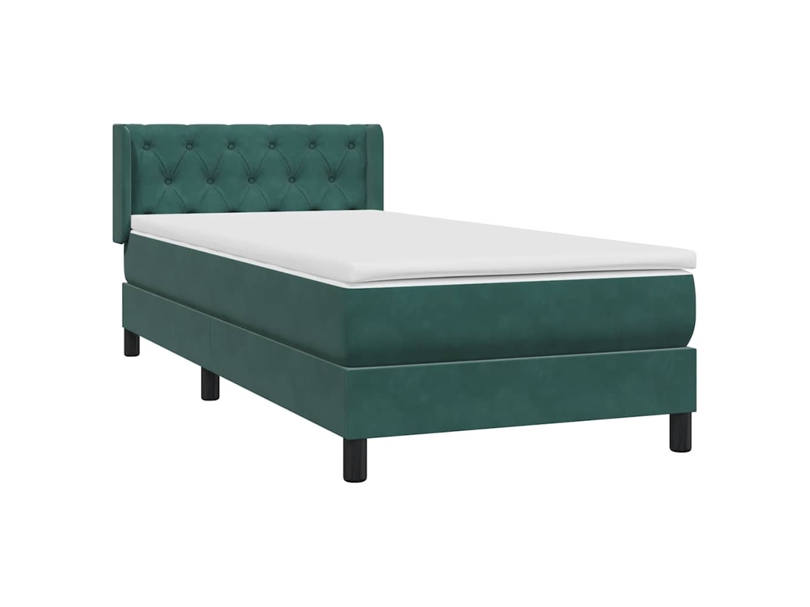 Cama com Molas/colchão Verde escuro 80x220 Cm Veludo MAISON EXCLUSIVE