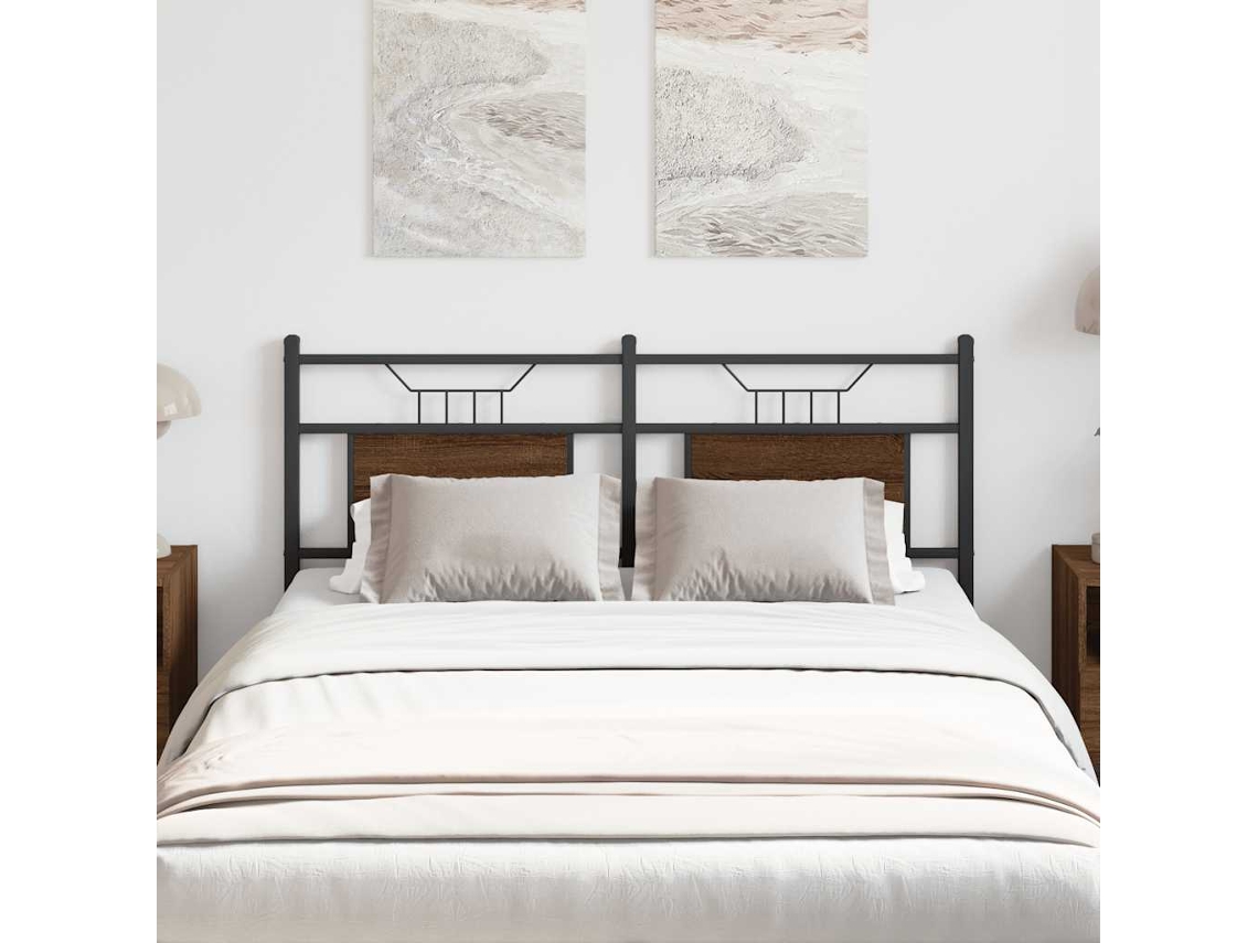 Cabecero de 140 cm, derivados de madera y acero, roble marrón