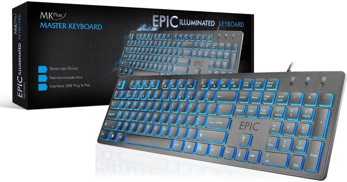 Teclado MK PLUS TG8120EPIC (USB - Idioma Português - Teclado Numérico)
