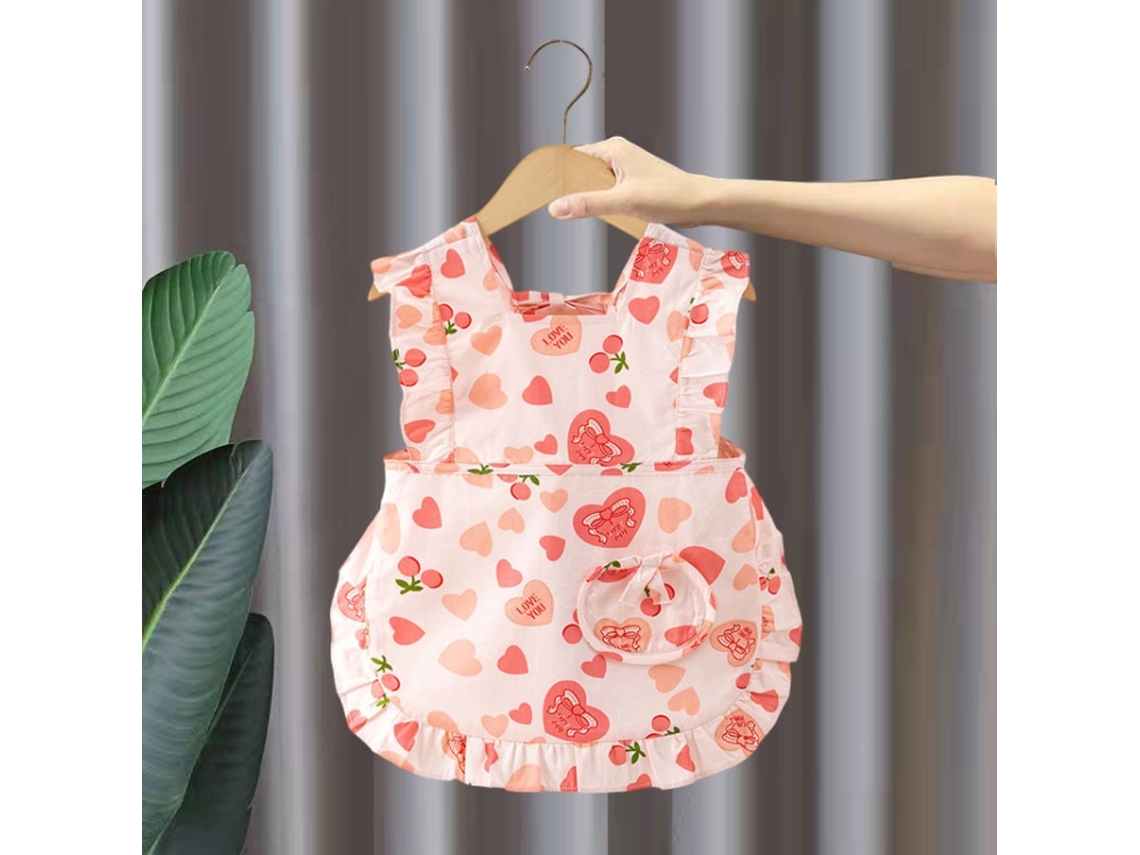Babadores Infantis Sem Mangas de Verão Floridos Comendo Roupas Reversíveis, Estilo: Amor Tamanho: 100 XIAOMOYU