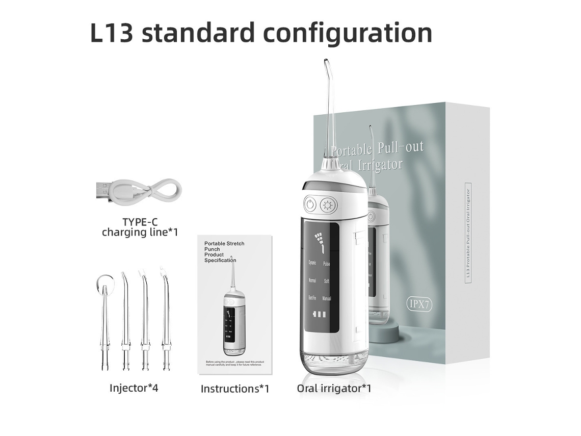Irrigador Oral Dentário Recarregável, 6 Modos. para Aparelho e Gengivas Sensíveis Branco HEXINYIGJLY