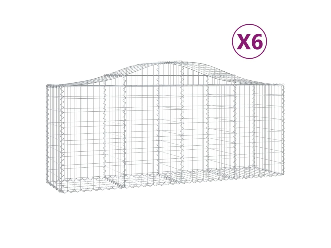 Gabion Basket, Gabion Baskets Vidaxl Prateado Ferro (200 X 50 X 80/100 Cm)