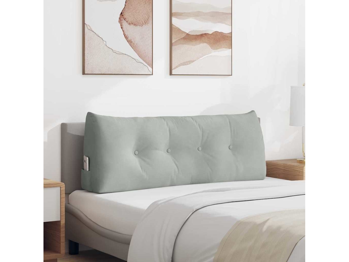 Vidaxl Travesseiro Para Costas Cinzento-claro 120 X 24 X 50 Cm Veludo