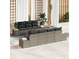 Vidaxl Conjunto De Sofá De Jardim 8 Unid. Cinzeto Vime Pe