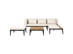 Conjunto De Sofá Y Mesa Beliani Bracciano De Madera De Acacia Certificada Beige 240x180x79