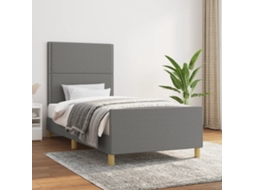 Estrutura De Cama Sem Colchão 90x200 Cm Tecido Cinzento-escuro