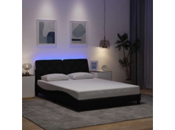 Vidaxl Estrutura De Cama Com Led Sem Colchão 140x190 Cm Tecido Preto