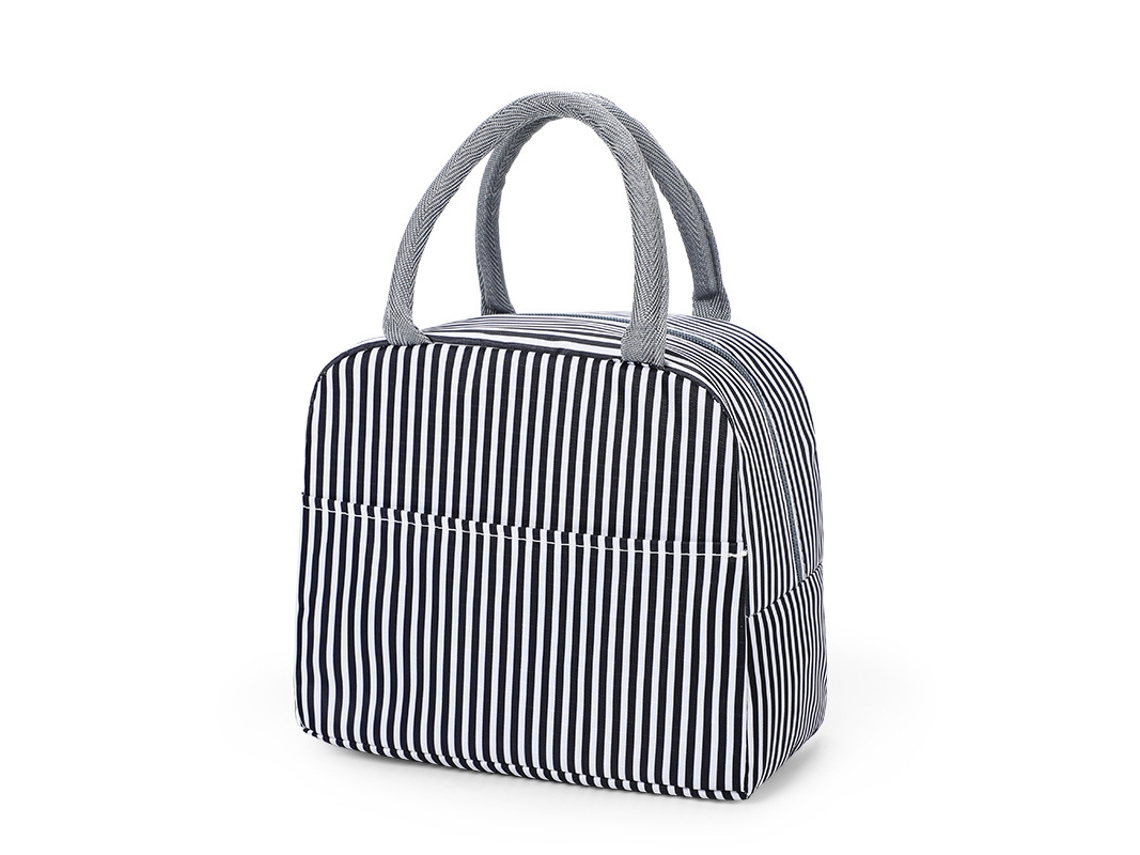 Bolsa Térmica para Almoço com Estampa de Desenho Animado , Ideal para Piqueniques e Viagens. MDUG (listrada Preta)