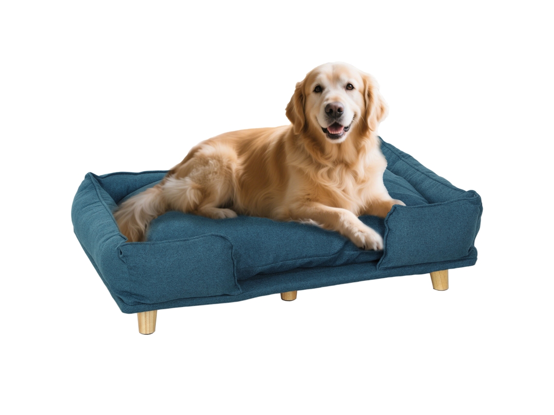Sofá cama para cães até 30 kg, com almofada removível, 96x66x24 cm azul S/MARCA