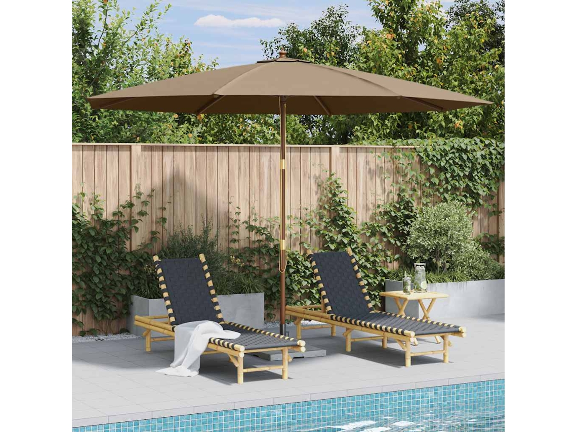 Vidaxl Guarda-sol Exterior C/ Poste Madeira 350 Cm Cinza-acastanhado