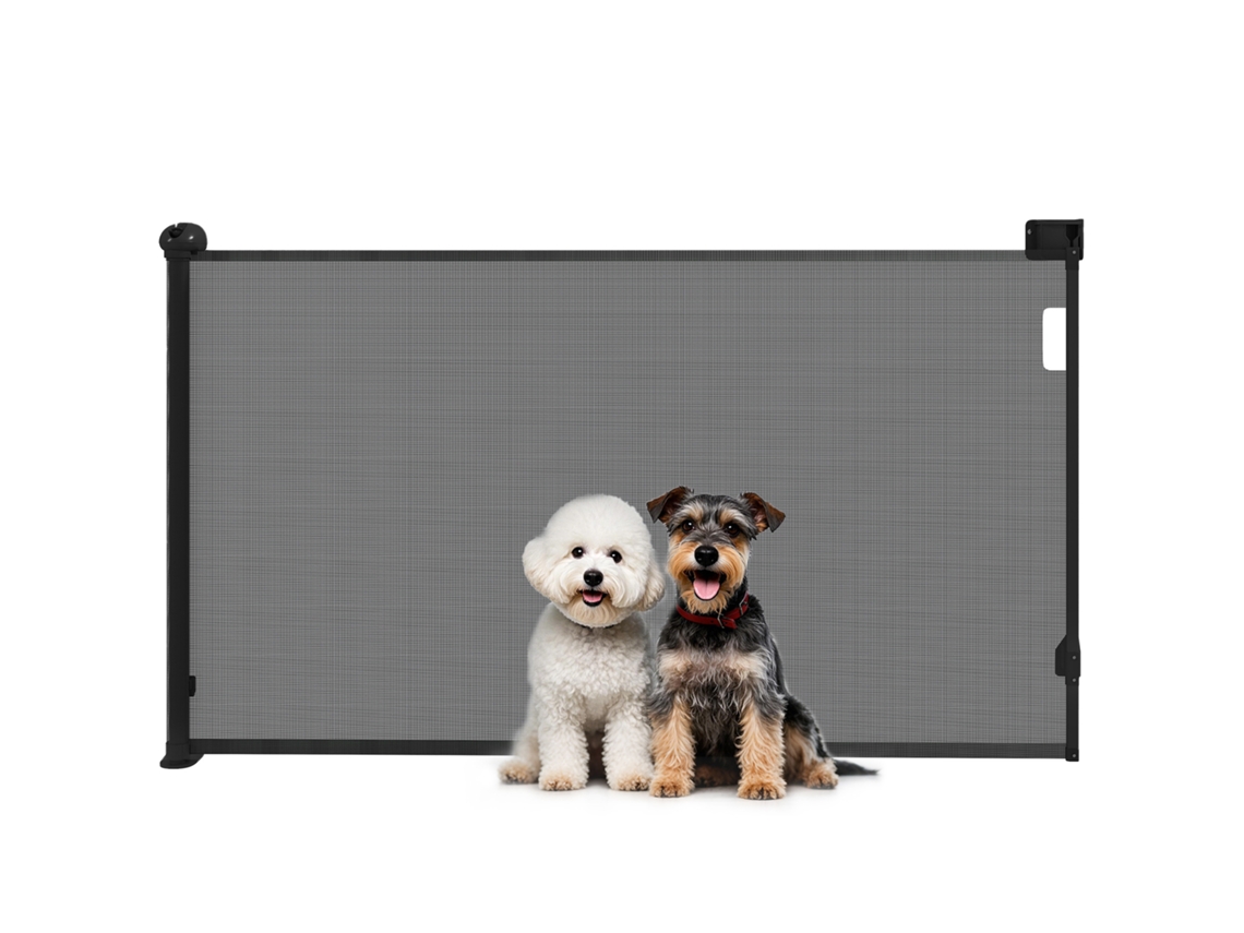 Barreira para Cães Retrátil 0 144 Cm para Cães Pequenos Barreira de Segurança para Animais de Estimação com Fecho Preto Ge