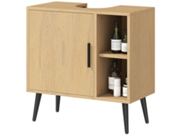 Unidade De Banheiro Com Porta Soft-close E Prateleira Ajustável, 60x30x59,5cm, Carvalho