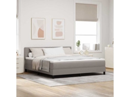 Vidaxl Cama Box Com Cabeceira Cinzento-acastanhado 180 X 200 Cm Tecido