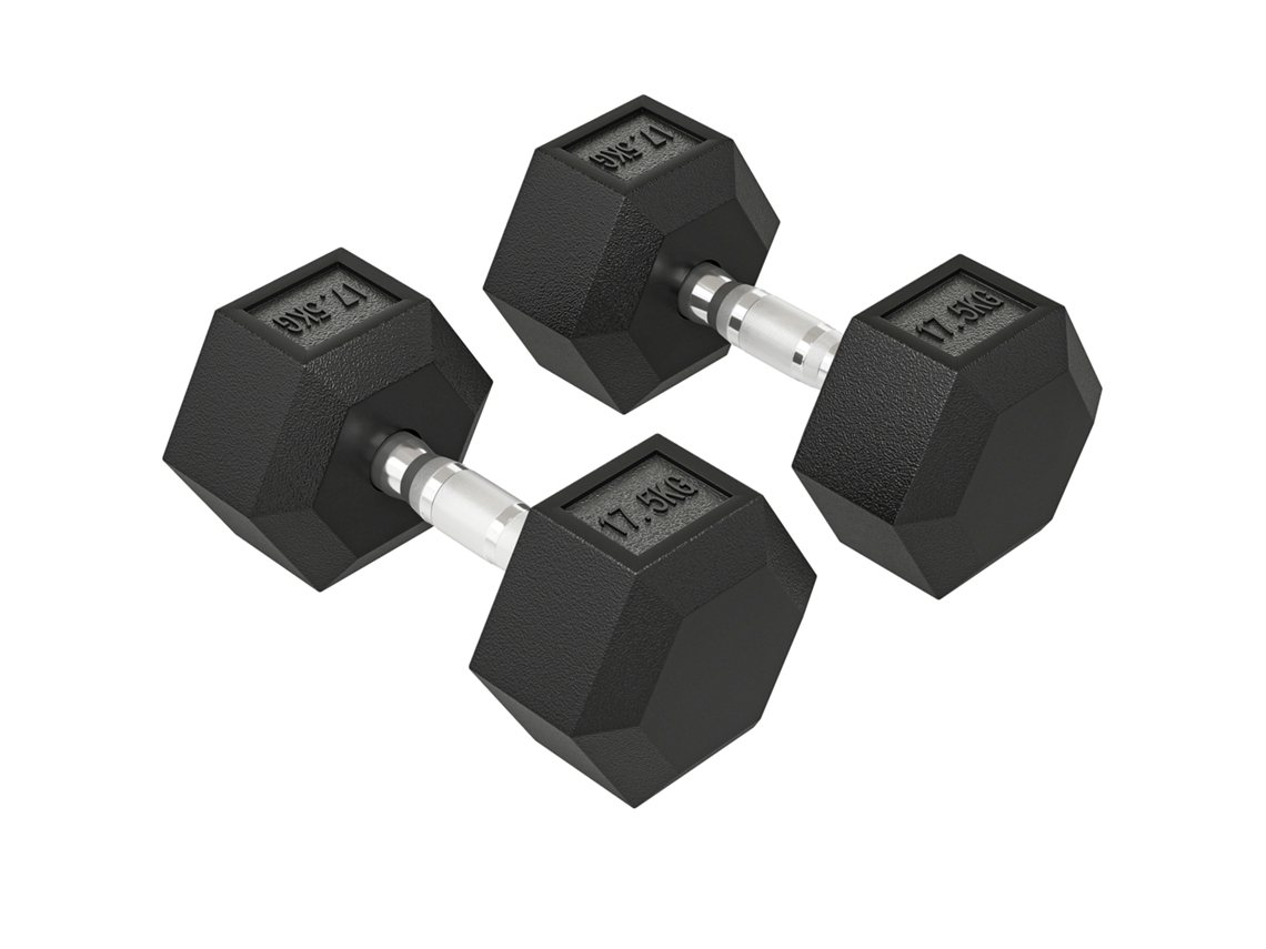 Halteres 35 Kg (alça Antiderrapante, Preto + Prateado)