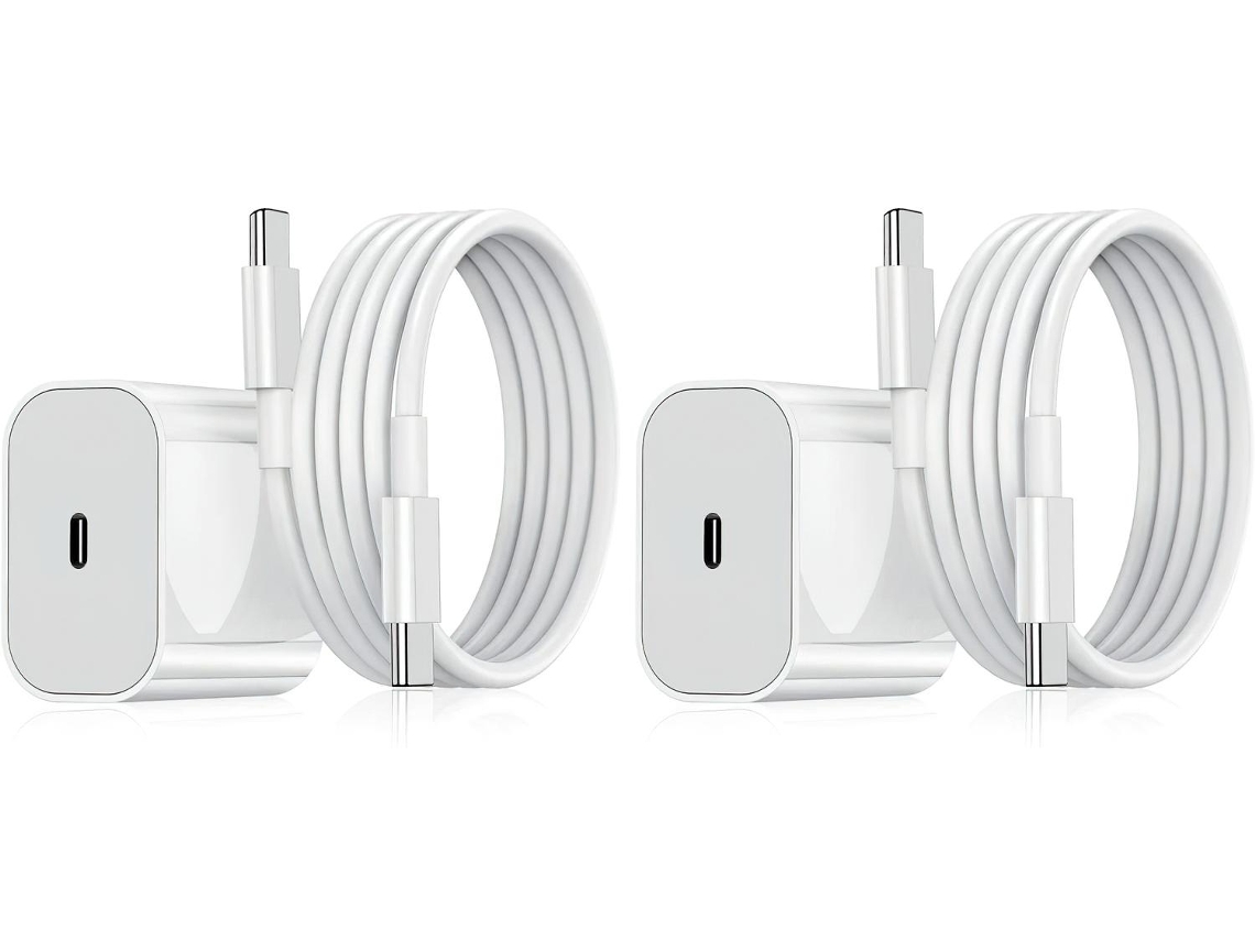 Carregador Compatível Com Iphone (2 Un.), Rápido, Adaptador + Cabo 20w Branco