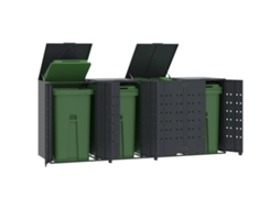 Vidaxl Abrigo Para 4 Caixotes Do Lixo 276x79x117 Cm Aço Antracite