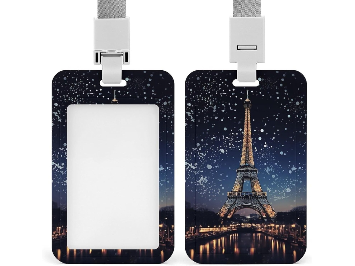 Porta Crachá Noturno Com Estampa Da Torre Eiffel De Paris Cartões Identificação Vertical Em Plástico Proximidade