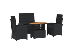 Maison Exclusive - 4 Pcs Conjunto De Jardim P/ Jardim C/ Almofadões Vime Pe Preto