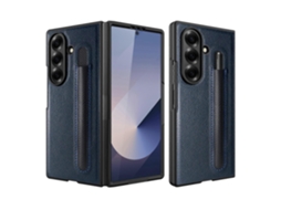 Capa Tkdaddy Para Samsung Galaxy Z Fold7 5g Com Porta-lápis E Textura De Lichia Pupc Com Película De Tela Azul