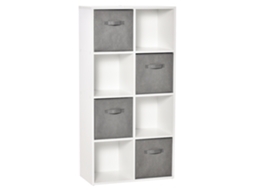 Estante Modular Com 8 Compartimentos E 4 Gavetas Removíveis Em Tecido Não Tecido, Ideal Para Escritórios, Salas De Estudo E Quartos. Dimensões: 61,5