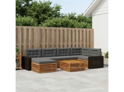 Vidaxl Conjunto De Sofás Para Exterior 7 Unid. Natural E Antracite