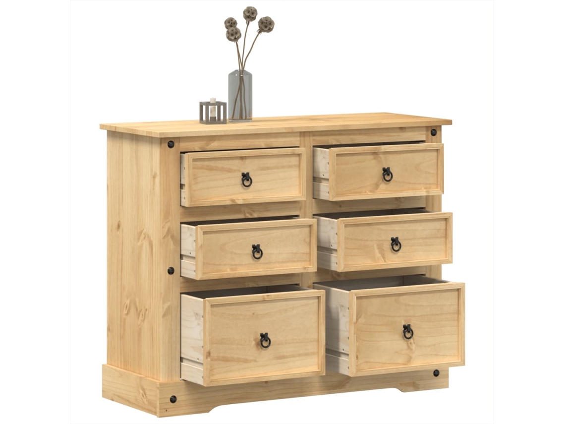 Vidaxl Armário Com Gavetas Corona 110x43x91 Cm Madeira De Pinho Maciça