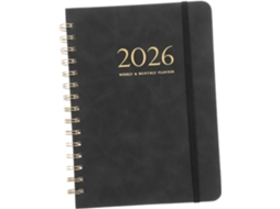 Agenda Com Capa Elegante Em Pu, Planejamento Anual, Diário E Semanal Abas Mensais, Caderno Flexível Espiral