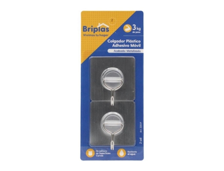 Colgador Plastico Adh. Movil. 2 Ud Metalizado Blister 2 Briplas