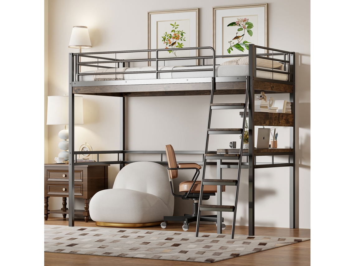 Cama Alta Metal Preto 90x200 Cm