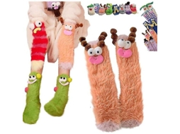 2026 calcetines Monstruo Peludos Cálidos de Coral, Suaves Con Diseño Divertido, Regalo Navideño Ideal para Mujer Talla 6 10