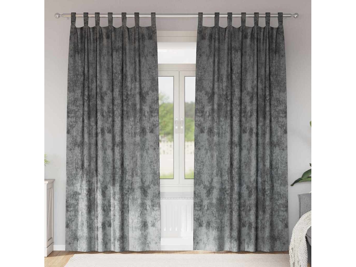 Vidaxl Cortinas De Veludo 2 Unid. Cinzeto 260 X 140 Cm Veludo