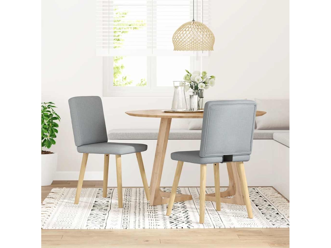 Vidaxl Cadeiras De Jantar 2 Pcs Tecido Cinzento-claro