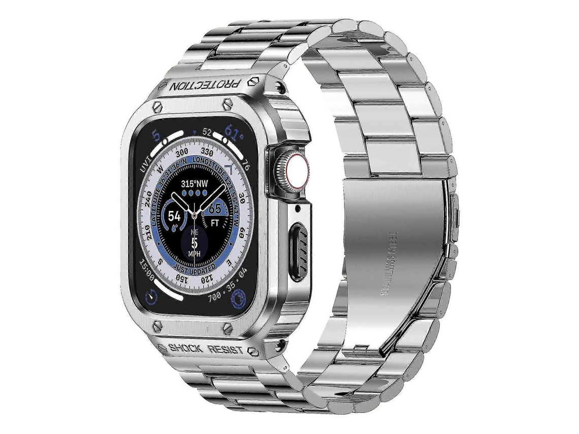 Pulseira De Aço Inoxidável E Capa Protetora, Compatível Com Relógios Apple