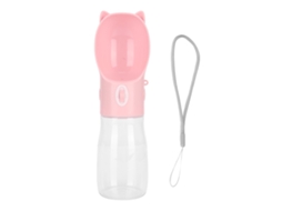 Garrafa Portátil Com Dispensador De Água, Capacidade 380 Ml, Tamanho P, À Prova De Vazamentos, Acabamento Rosa, Indicado A Coelhos