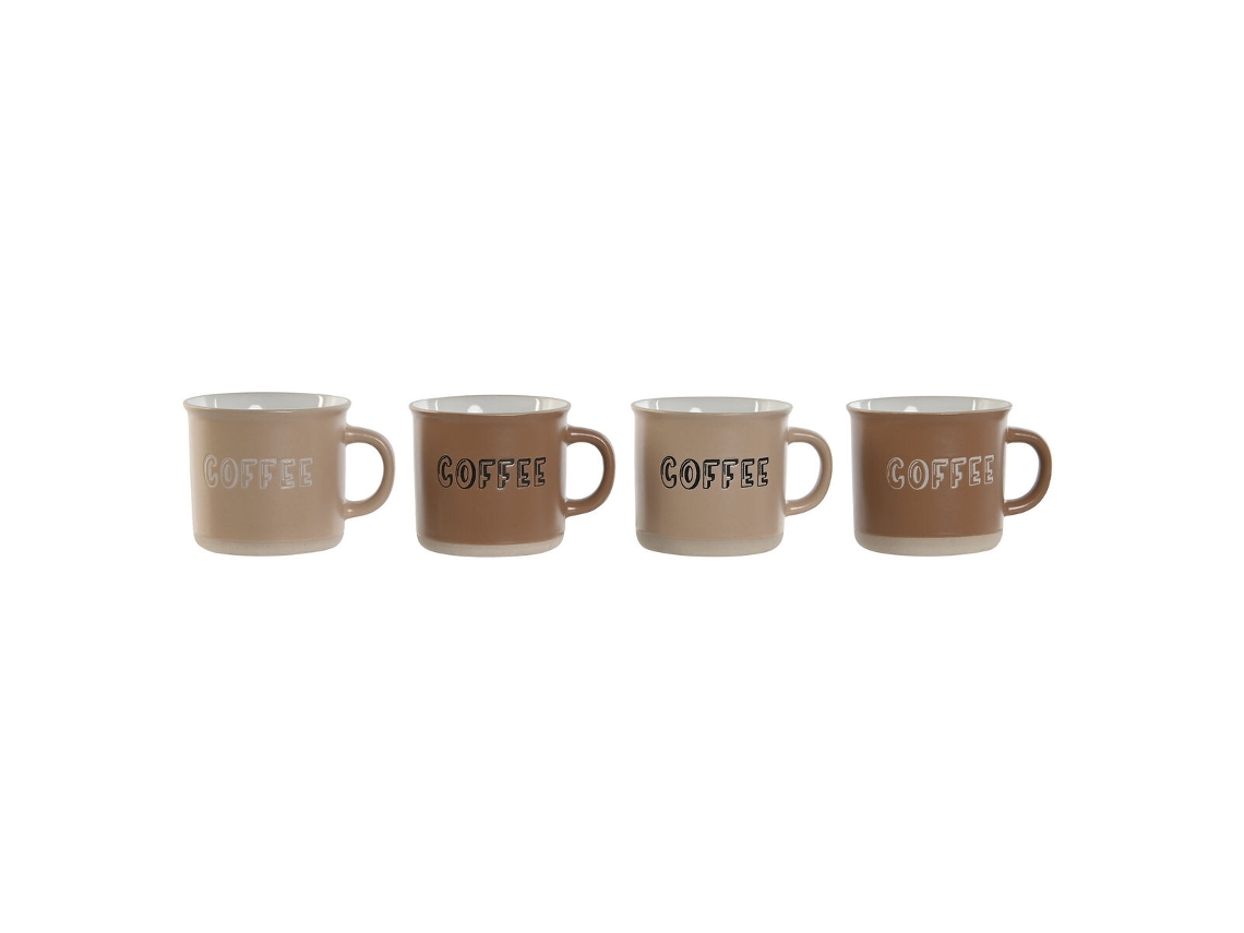 Conjunto de Chávenas de Café HOME ESPRIT Castanho Grés 4 Peças 180 Ml