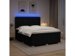 Vidaxl Cama Box Com Led E Colchão Preto 180 X 200 Cm Tecido