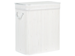 Canasta Decorativa Beliani Kalthota De Bambú Blanco 52x34x60