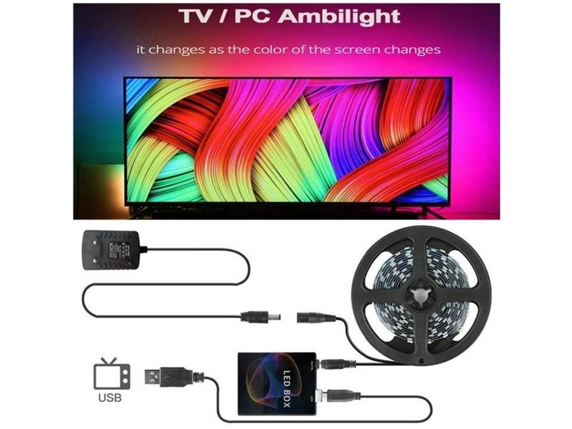 Retroiluminação, Ambilight, 30 Leds/m, 4m, Multicolorida, Interior, Elétrica BRILVIBERA