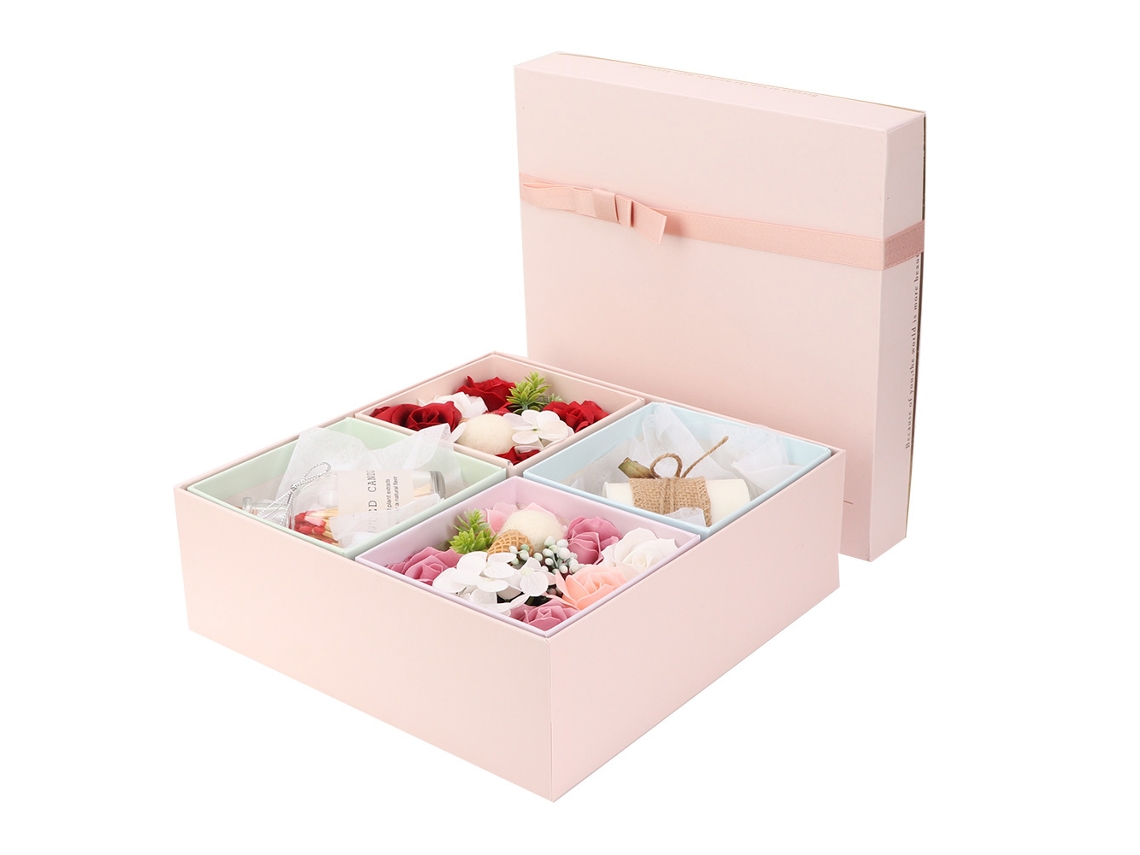 Caixa de Sabonete e Velas Aromáticas de Rosa Artesanal Presente Romântico | S/MARCA