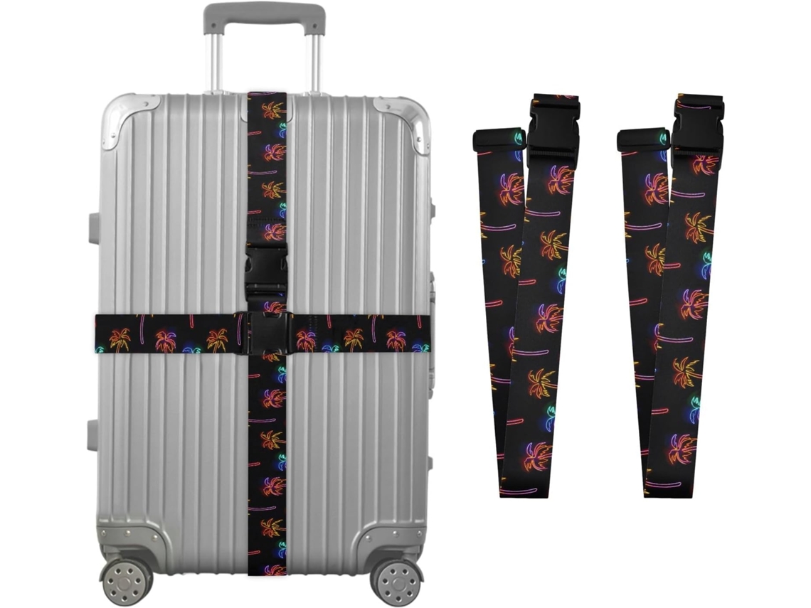 Conjunto De 2 Cintas Bagagem Personalizáveis Com Fivelas Em Formato Palmeira Para Malas