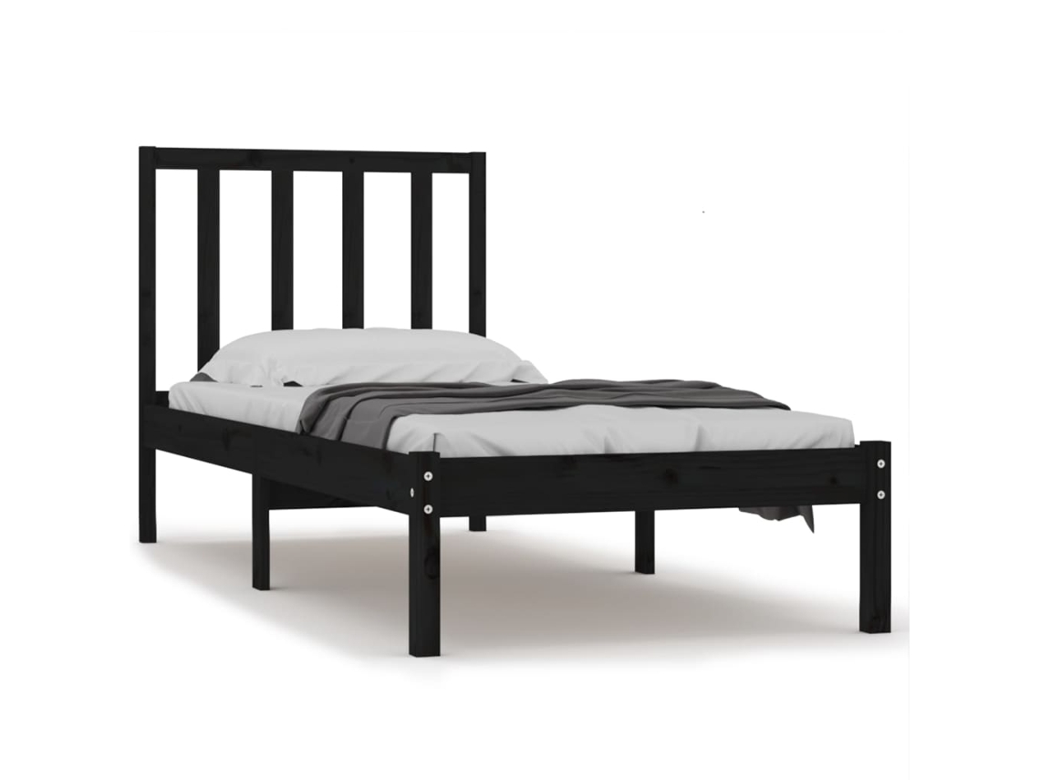 Bed Frame, Bed Frames Vidaxl Preto Madeira De Pinho (75 X 190 Cm)